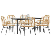 Tuinset 7-delig poly rattan bruin met kussens