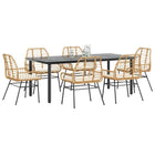 Tuinset 7-delig poly rattan bruin glas