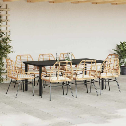 9-Delige Tuinset Met Kussens Poly Rattan Glas 8 200 x 100 x 74 cm Bruin en crèmewit