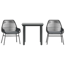 3-Delige Tuinset Met Kussens Poly Rattan Glas 2 80 x 80 x 74 cm Zwart