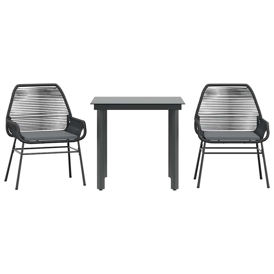 3-Delige Tuinset Met Kussens Poly Rattan Glas 2 80 x 80 x 74 cm Zwart