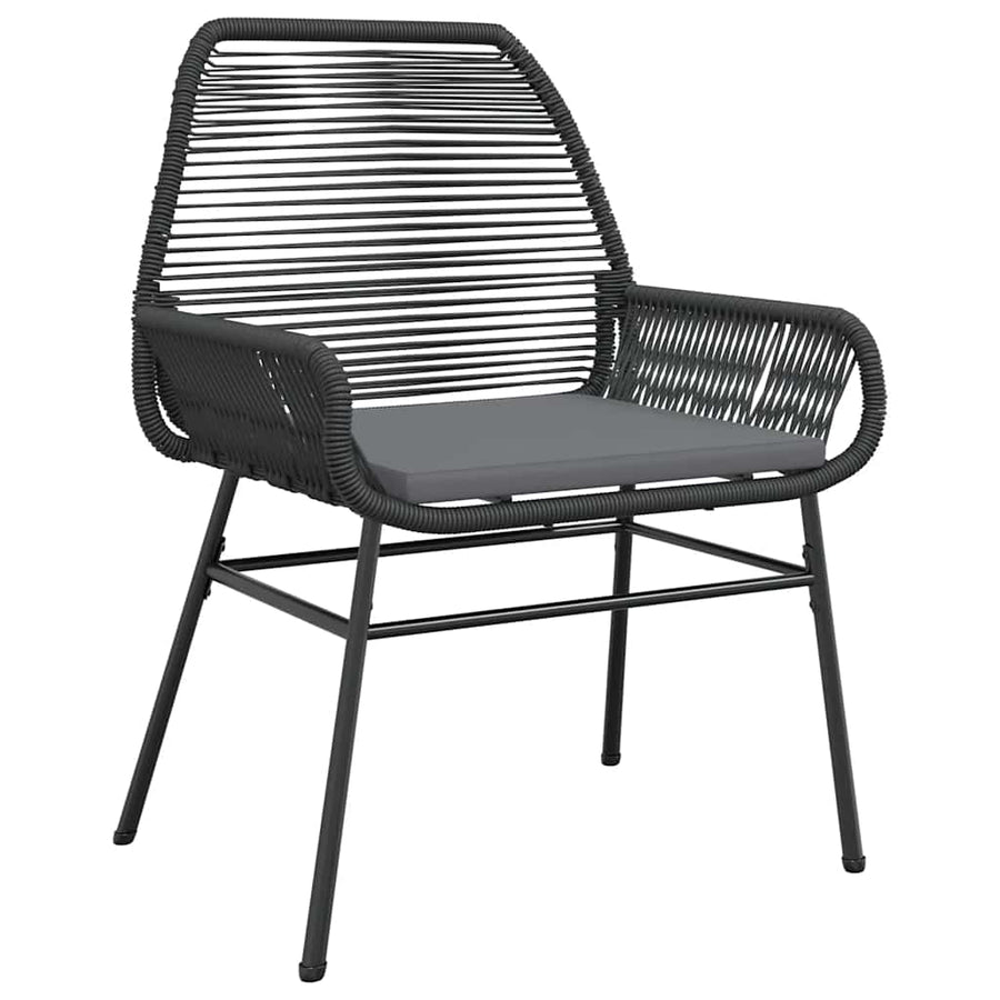 3-Delige Tuinset Met Kussens Poly Rattan Glas 2 80 x 80 x 74 cm Zwart