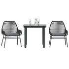 Tuinset 3-delig poly rattan glas zwart
