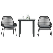 Tuinset 3-delig poly rattan glas zwart