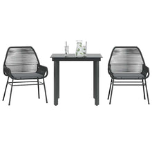 3-Delige Tuinset Met Kussens Poly Rattan Glas 2 80 x 80 x 74 cm Zwart