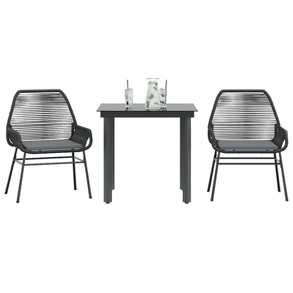 3-Delige Tuinset Met Kussens Poly Rattan Glas 2 80 x 80 x 74 cm Zwart