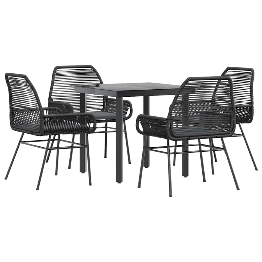 5-Delige Tuinset Met Kussens Poly Rattan Glas 4 80 x 80 x 74 cm Zwart