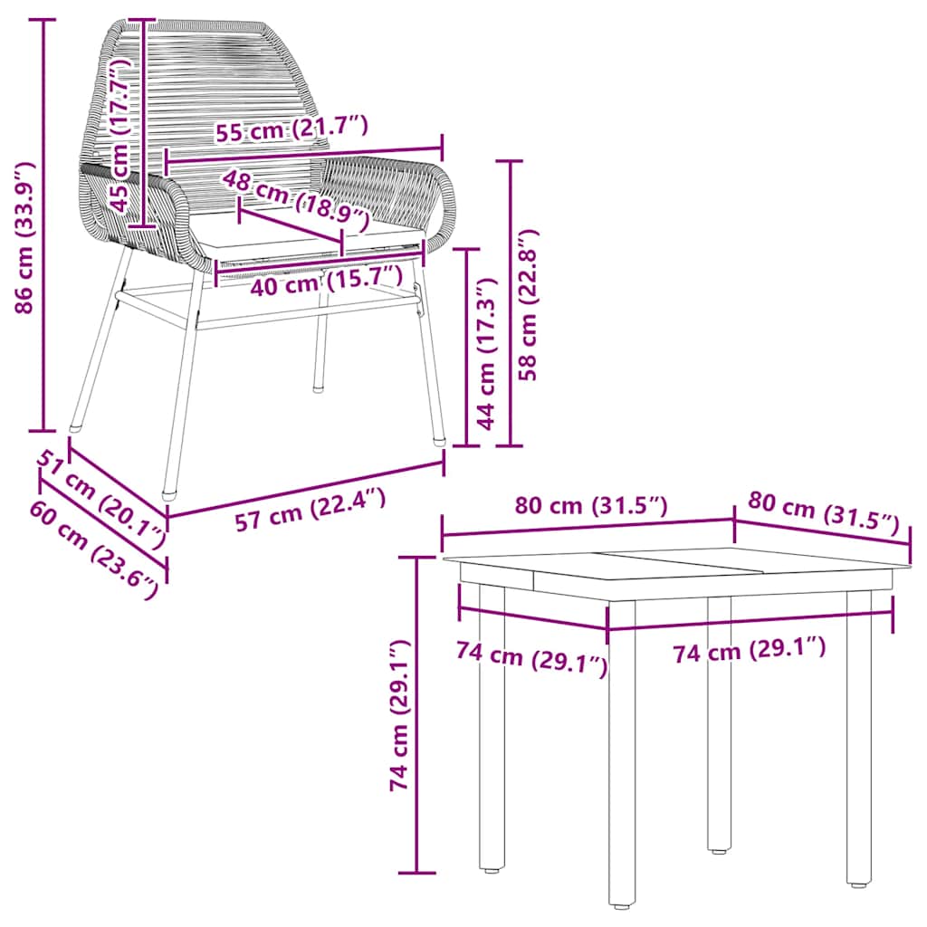 5-Delige Tuinset Met Kussens Poly Rattan Glas 4 80 x 80 x 74 cm Zwart