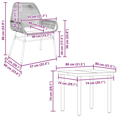 5-Delige Tuinset Met Kussens Poly Rattan Glas 4 80 x 80 x 74 cm Zwart