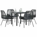 5-delige Tuinset met kussens poly rattan glas zwart