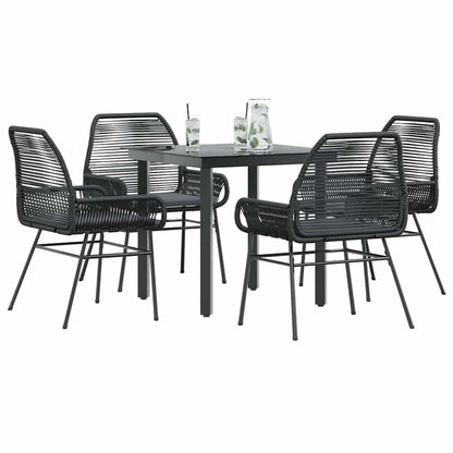 5-Delige Tuinset Met Kussens Poly Rattan Glas 4 80 x 80 x 74 cm Zwart