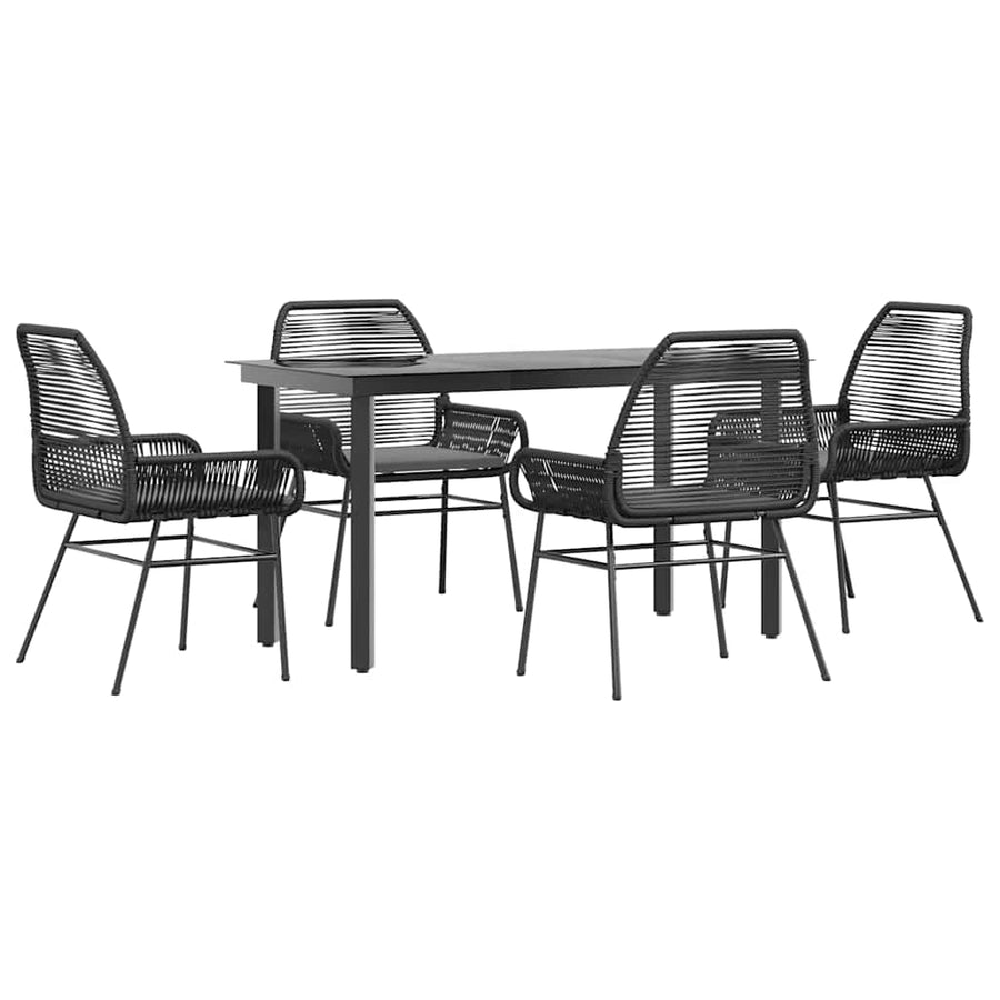 5-Delige Tuinset Met Kussens Poly Rattan Glas 4 140 x 70 x 74 cm Zwart