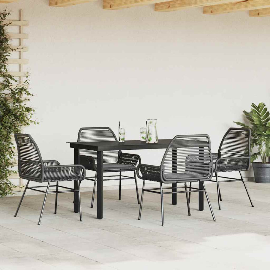 5-Delige Tuinset Met Kussens Poly Rattan Glas 4 140 x 70 x 74 cm Zwart