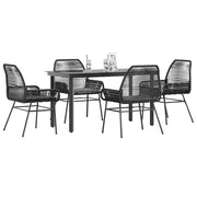 Tuinset 5-delig poly rattan zwart glas