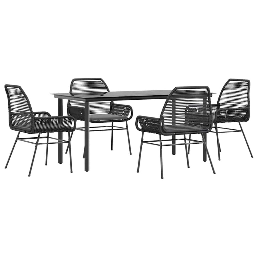 5-Delige Tuinset Met Kussens Poly Rattan Glas 4 160 x 80 x 74 cm Zwart