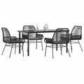 5-delige Tuinset met kussens poly rattan glas zwart