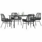 Tuinset 5-delig poly rattan zwart met kussens