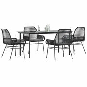 Tuinset 5-delig poly rattan zwart met kussens