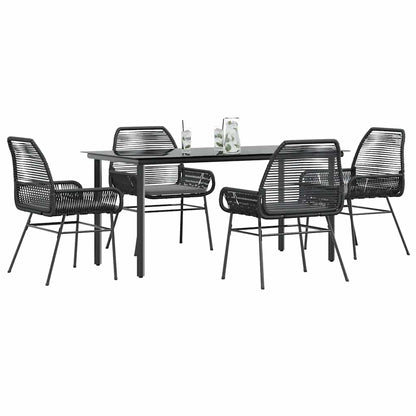 5-Delige Tuinset Met Kussens Poly Rattan Glas 4 160 x 80 x 74 cm Zwart