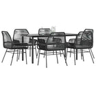 Tuinset 7-delig poly rattan zwart met kussens