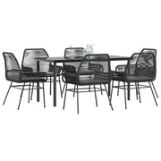 Tuinset 7-delig poly rattan zwart met kussens
