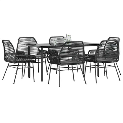 7-Delige Tuinset Met Kussens Poly Rattan Glas 6 160 x 80 x 74 cm Zwart