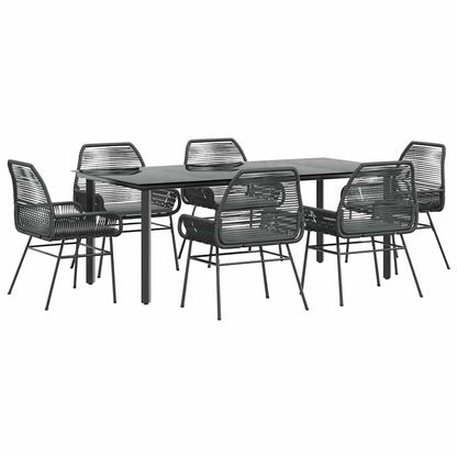 7-Delige Tuinset Met Kussens Poly Rattan Glas 6 200 x 100 x 74 cm Zwart