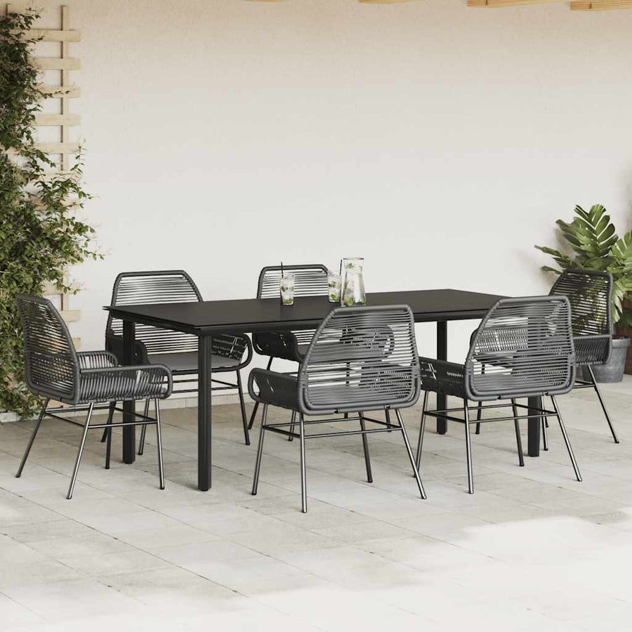 7-Delige Tuinset Met Kussens Poly Rattan Glas 6 200 x 100 x 74 cm Zwart