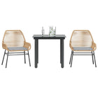 Tuinset 3-delig poly rattan bruin glas