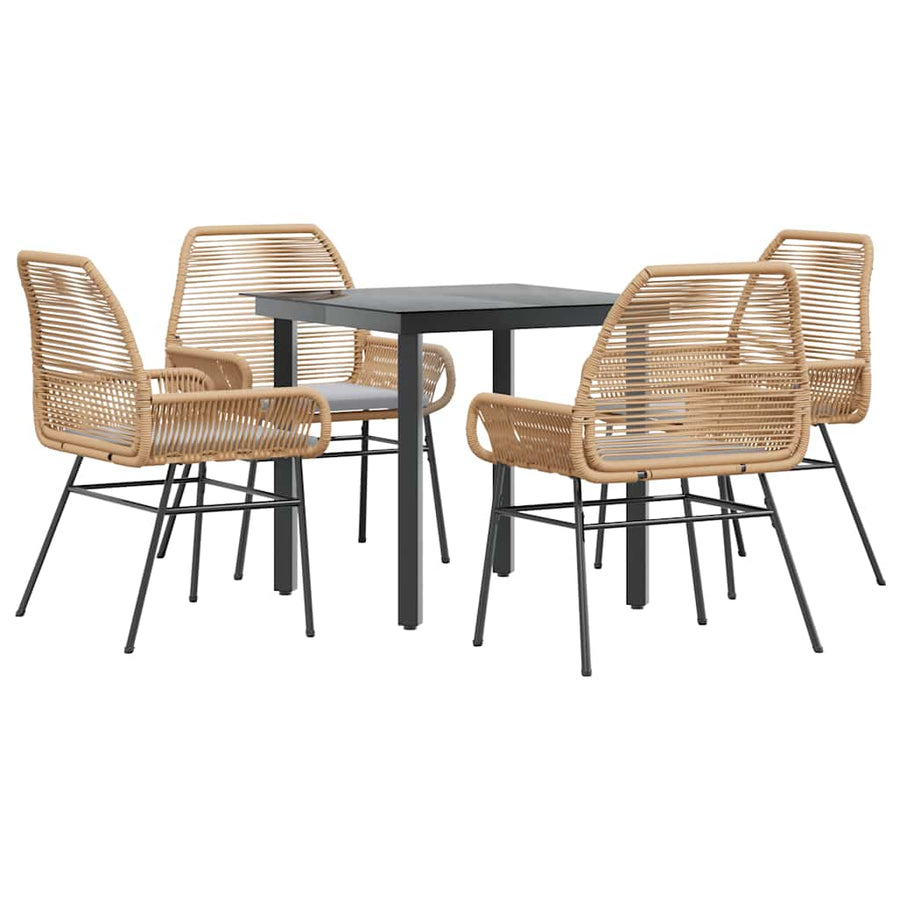 5-Delige Tuinset Met Kussens Poly Rattan Glas 4 80 x 80 x 74 cm Bruin