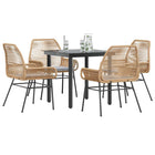 Tuinset 5-delig poly rattan bruin glas