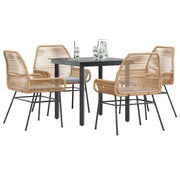 Tuinset 5-delig poly rattan bruin glas