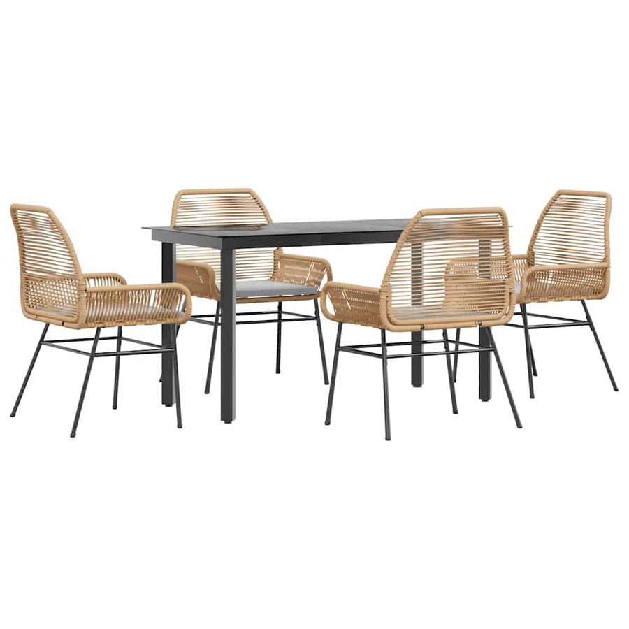 5-Delige Tuinset Met Kussens Poly Rattan Glas 4 140 x 70 x 74 cm Bruin