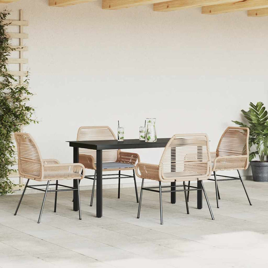 5-Delige Tuinset Met Kussens Poly Rattan Glas 4 140 x 70 x 74 cm Bruin