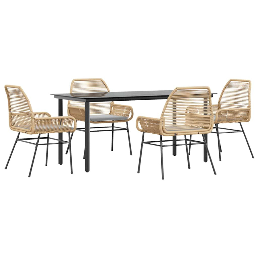 5-Delige Tuinset Met Kussens Poly Rattan Glas 4 160 x 80 x 74 cm Bruin