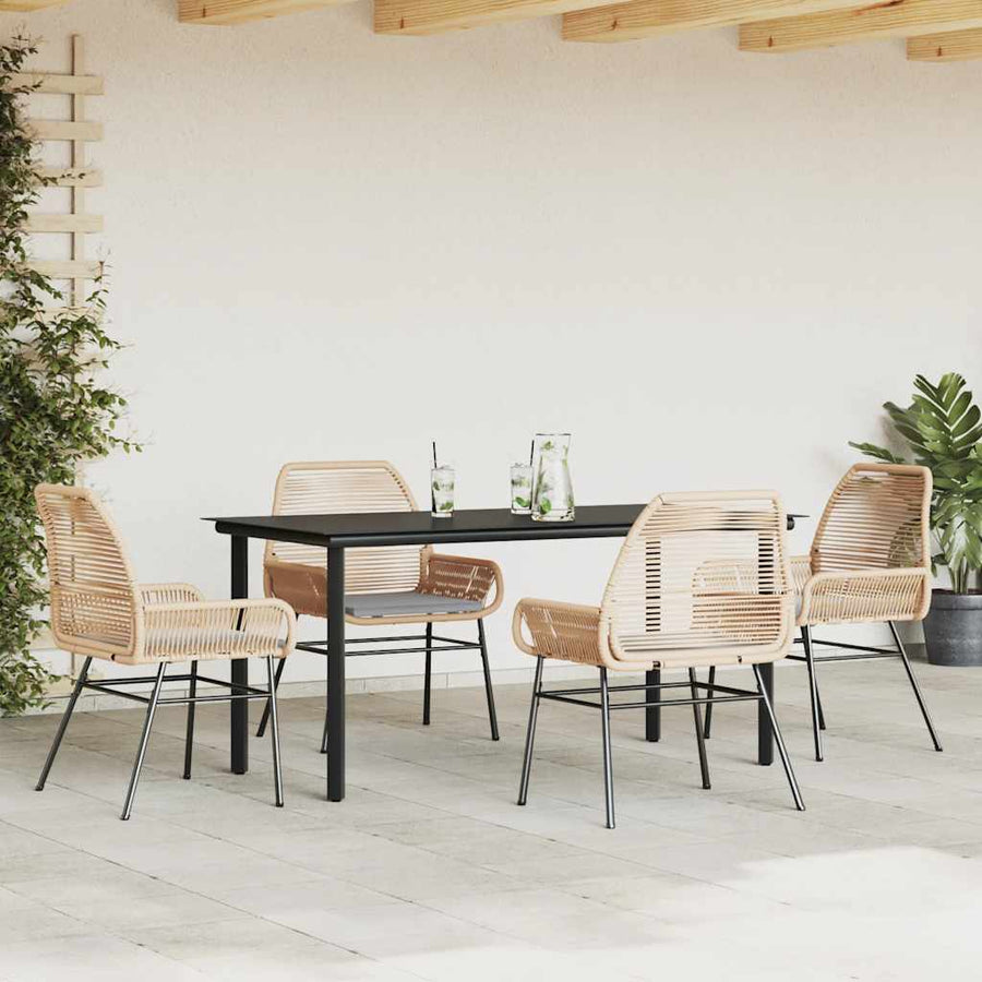 5-Delige Tuinset Met Kussens Poly Rattan Glas 4 160 x 80 x 74 cm Bruin