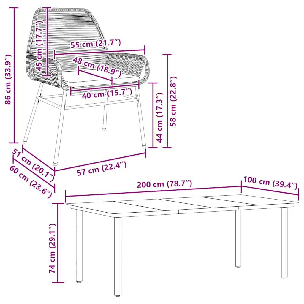 7-Delige Tuinset Met Kussens Poly Rattan Glas 6 200 x 100 x 74 cm Bruin