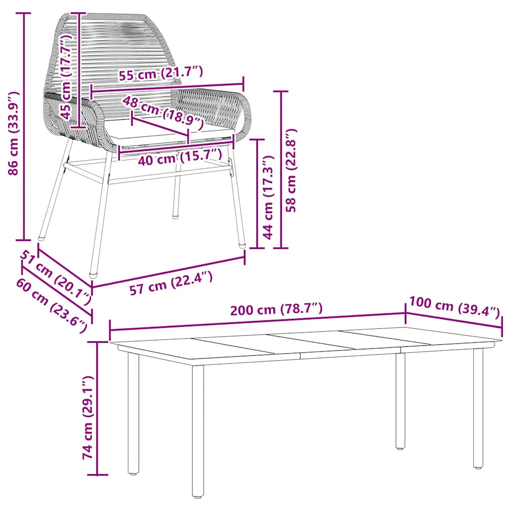 9-Delige Tuinset Met Kussens Poly Rattan Glas 8 200 x 100 x 74 cm Bruin