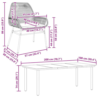 9-Delige Tuinset Met Kussens Poly Rattan Glas 8 200 x 100 x 74 cm Bruin