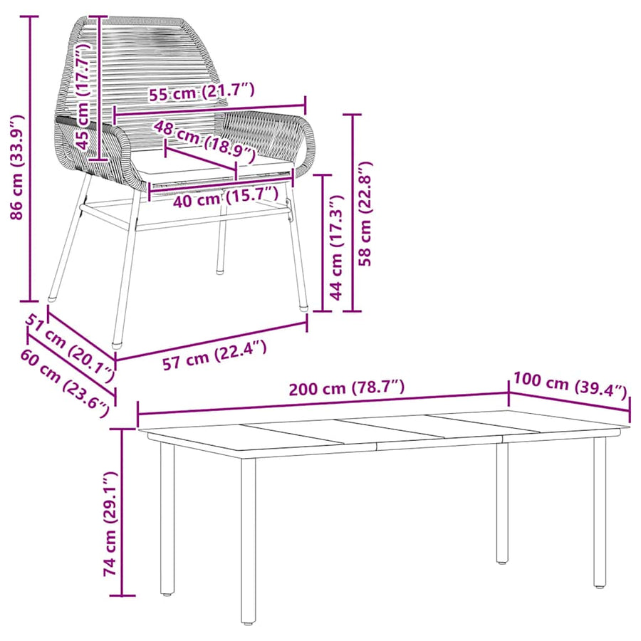 9-Delige Tuinset Met Kussens Poly Rattan Glas 8 200 x 100 x 74 cm Bruin