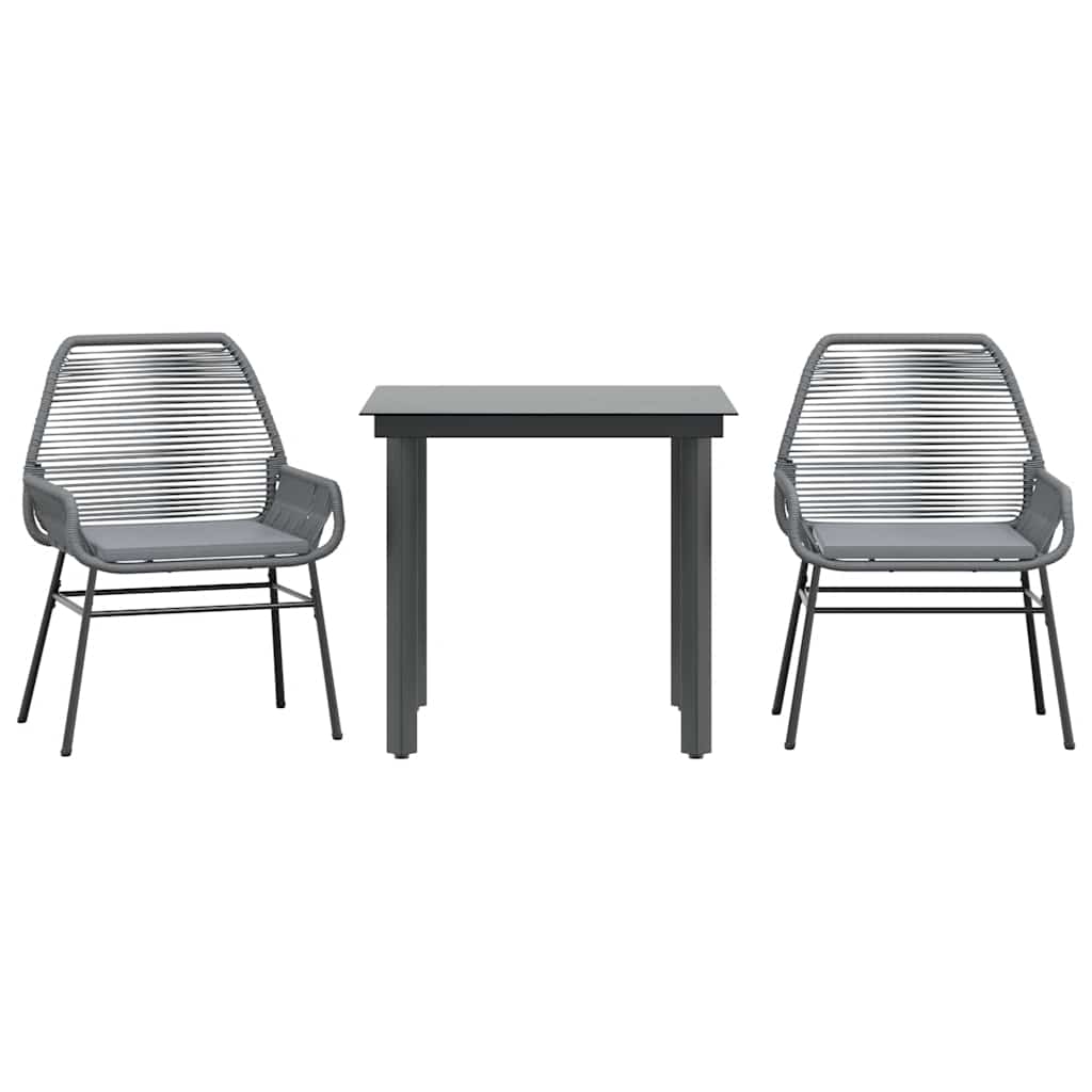 3-Delige Tuinset Met Kussens Poly Rattan Glas 2 80 x 80 x 74 cm Grijs