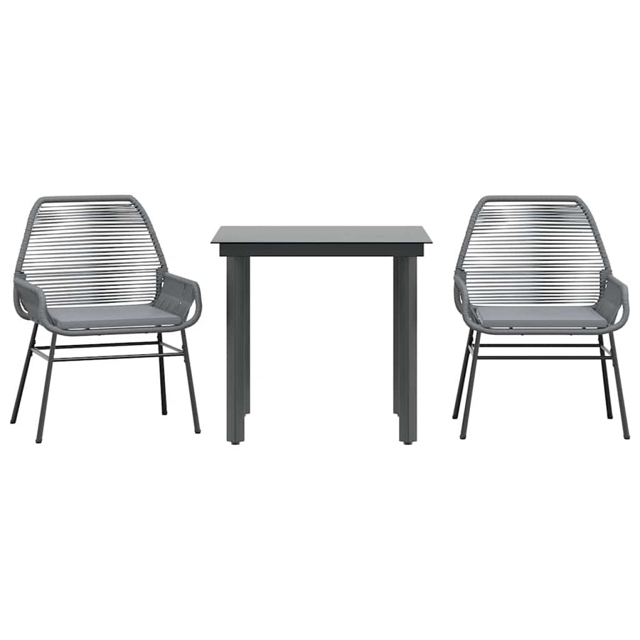 3-Delige Tuinset Met Kussens Poly Rattan Glas 2 80 x 80 x 74 cm Grijs