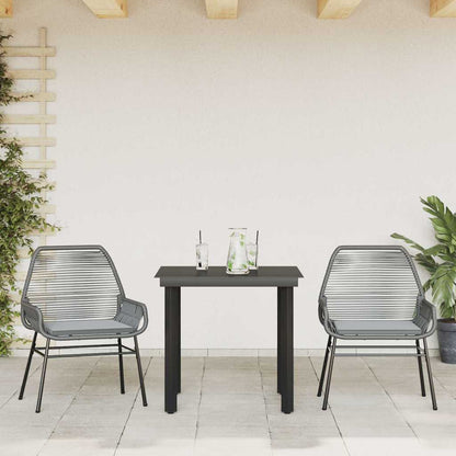 3-Delige Tuinset Met Kussens Poly Rattan Glas 2 80 x 80 x 74 cm Grijs