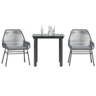 Tuinset 3-delig poly rattan grijs glas