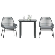 Tuinset 3-delig poly rattan grijs glas
