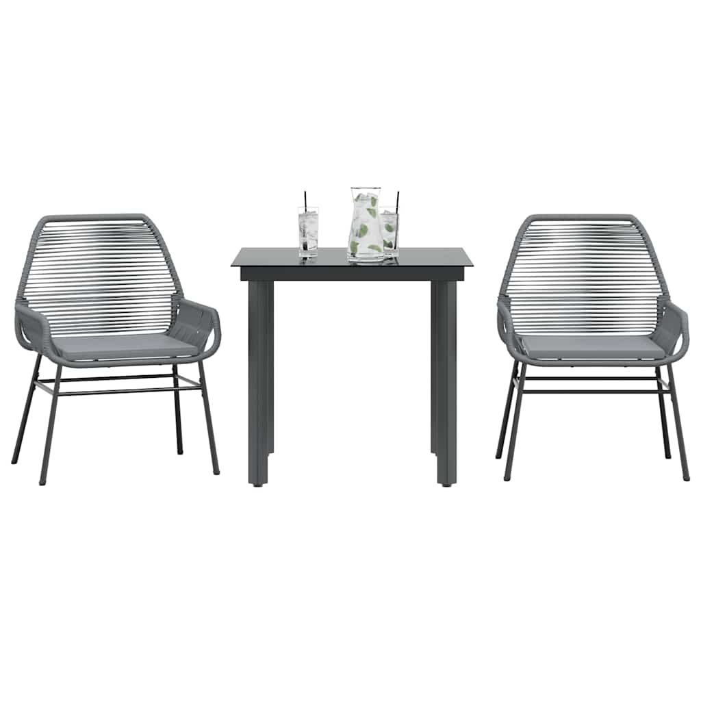 3-Delige Tuinset Met Kussens Poly Rattan Glas 2 80 x 80 x 74 cm Grijs