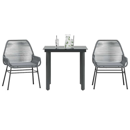 3-Delige Tuinset Met Kussens Poly Rattan Glas 2 80 x 80 x 74 cm Grijs