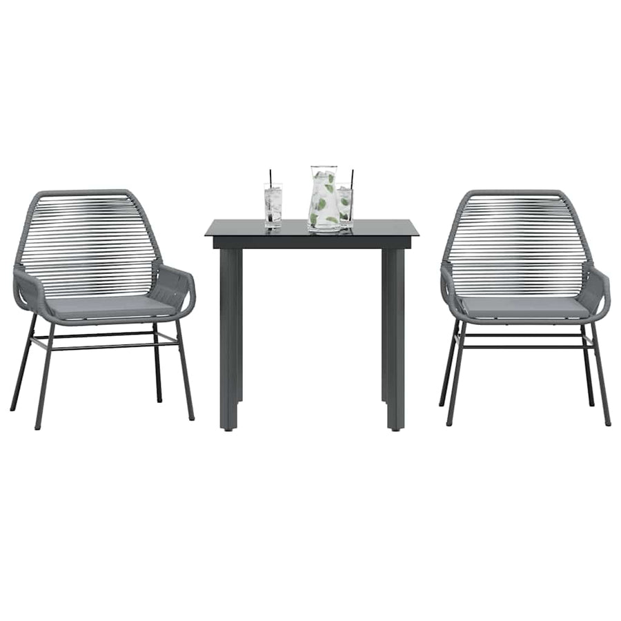3-Delige Tuinset Met Kussens Poly Rattan Glas 2 80 x 80 x 74 cm Grijs