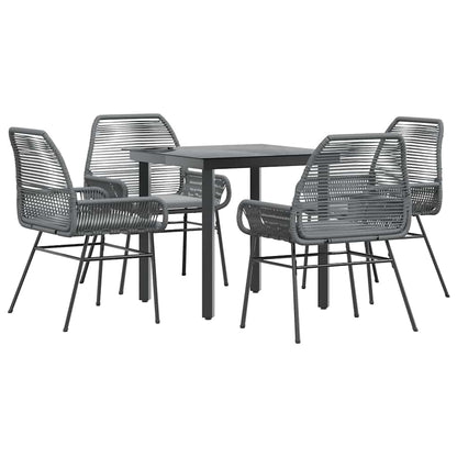 5-Delige Tuinset Met Kussens Poly Rattan Glas 4 80 x 80 x 74 cm Grijs