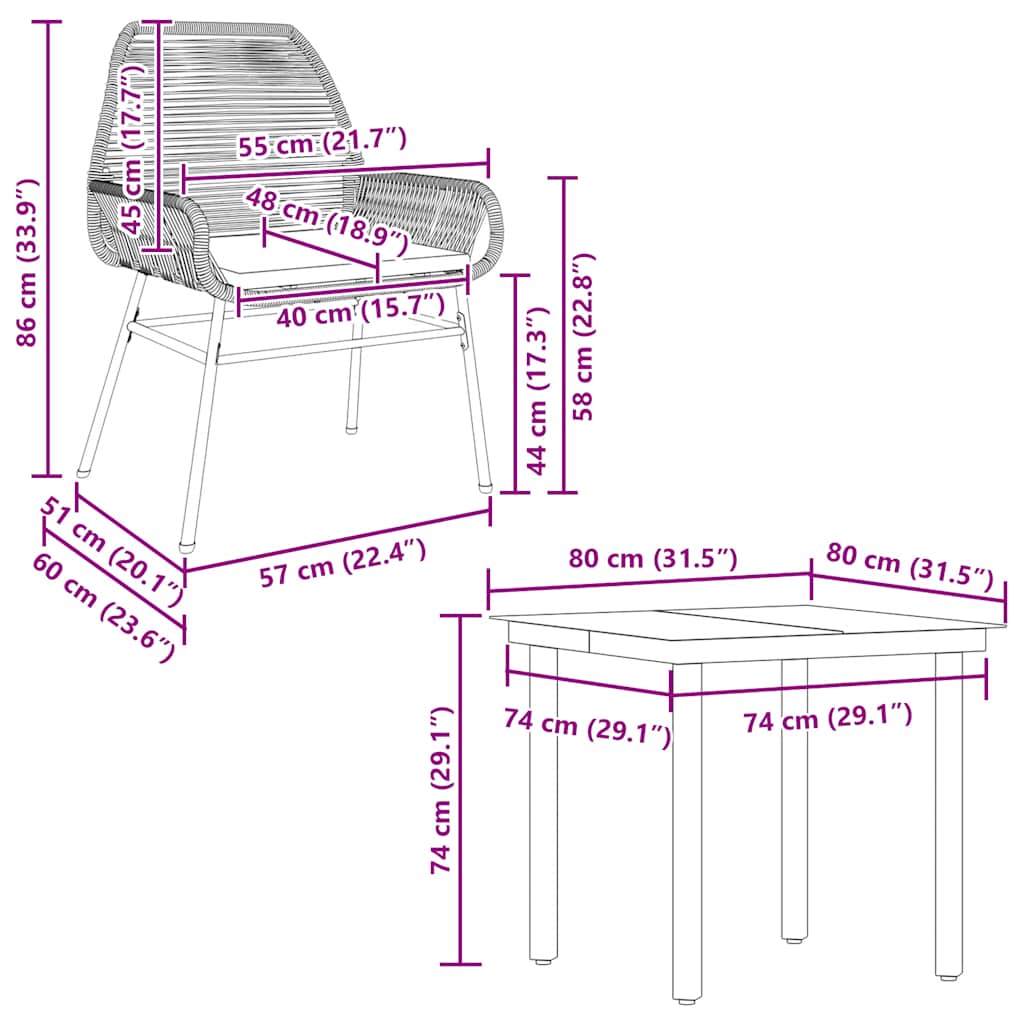5-Delige Tuinset Met Kussens Poly Rattan Glas 4 80 x 80 x 74 cm Grijs